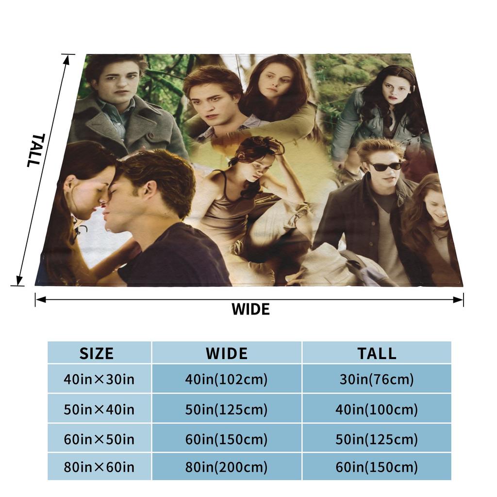 Edward Bella Flannel Throw Blanket The Twilight Saga Movie Blanket for Home Travel Ultra-Soft Bedspread