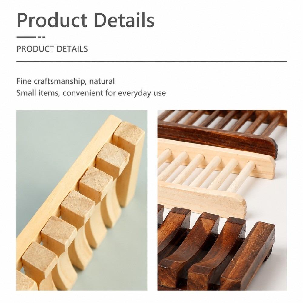 Hollow Slat Wood Soap Dish Quick Drain Bathroom Storage Practical Soap Rack Hotel Washroom