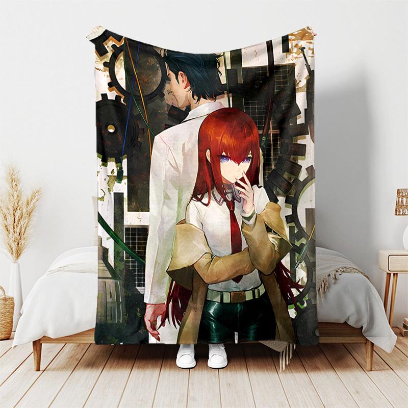 Steins;Gate printed throw blanket—lightweight,soft,warm;versatile blanket all seasons—perfect air-conditioning throw,nap blanket