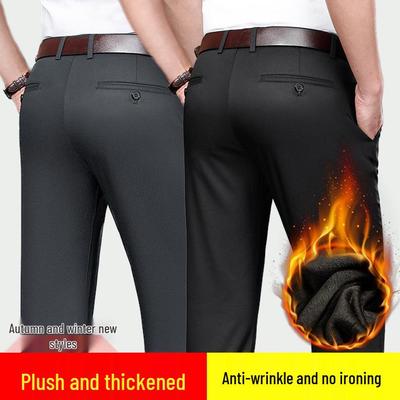 Thickened Winter Trousers: Casual Dress Pants for Middle-Aged Men