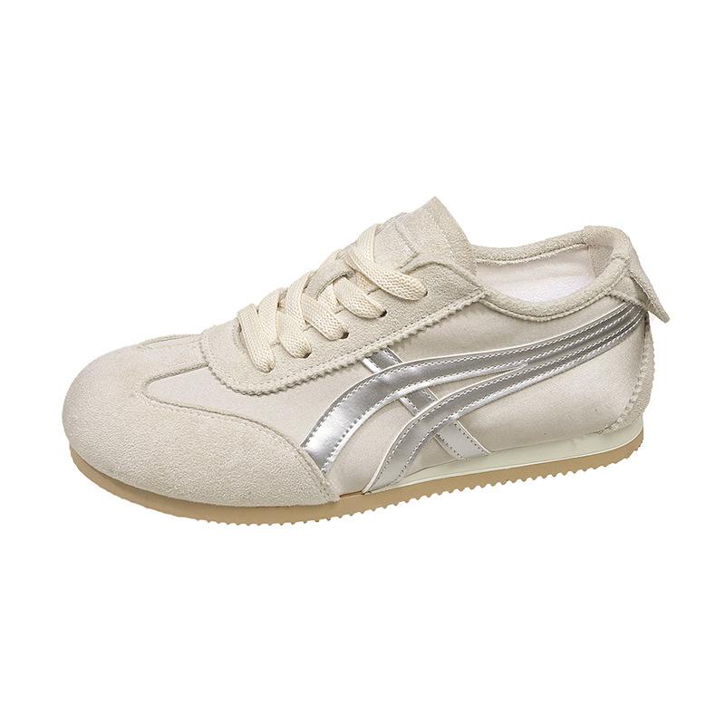 Leather silk soft sole inner height increase moral training shoes women's 2025 new leisure sports board shoes color matching Forrest Gump shoes