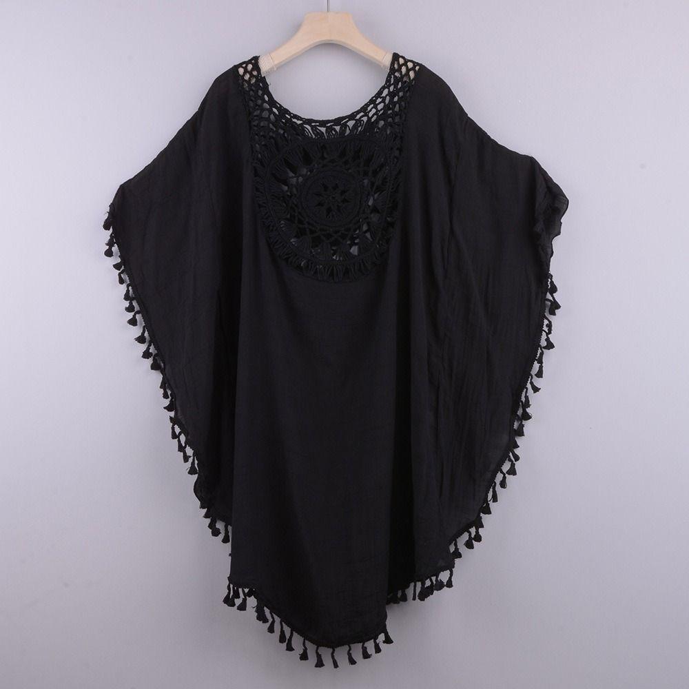 Hollow Out Swimsuit Cover Up Dress Loose Beachwear Shirt Fashion Summer Sunscreen Smock  for Women