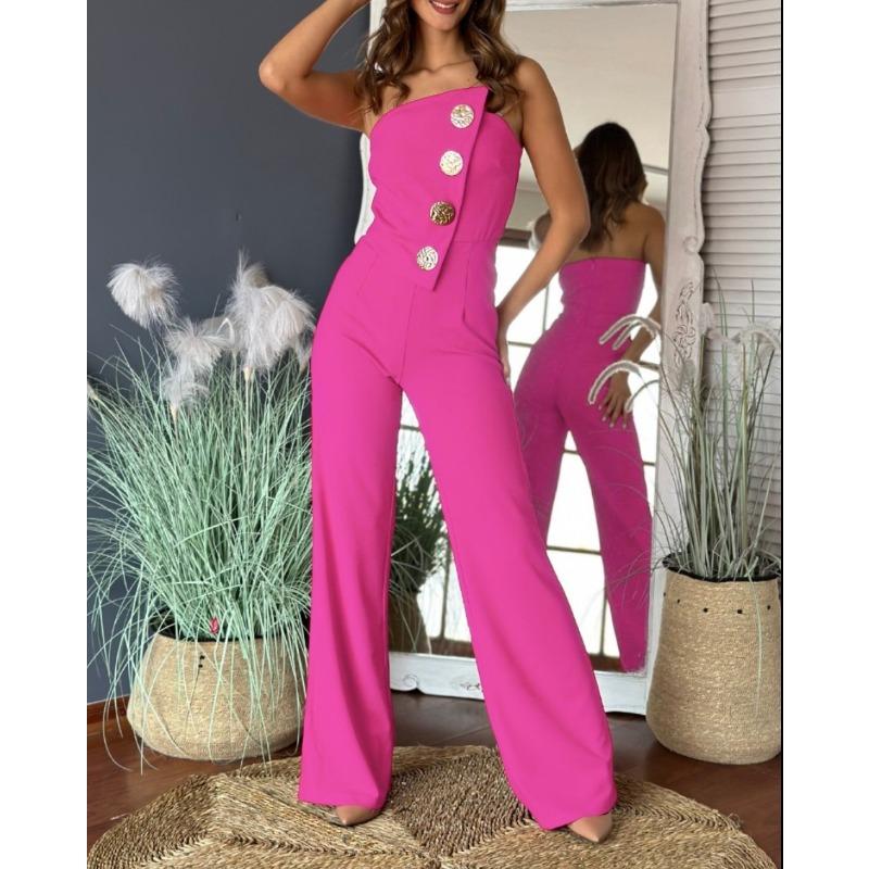 YYFS Damenmode Casual Sommer Frühling Einfarbig Druck Ärmellose Hosen Overalls & Strampler