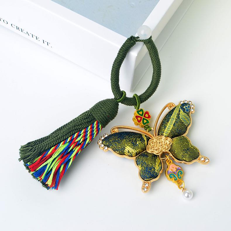 Brocade Butterfly Tassel Keychain - Chinese Style Bag Charm Gift