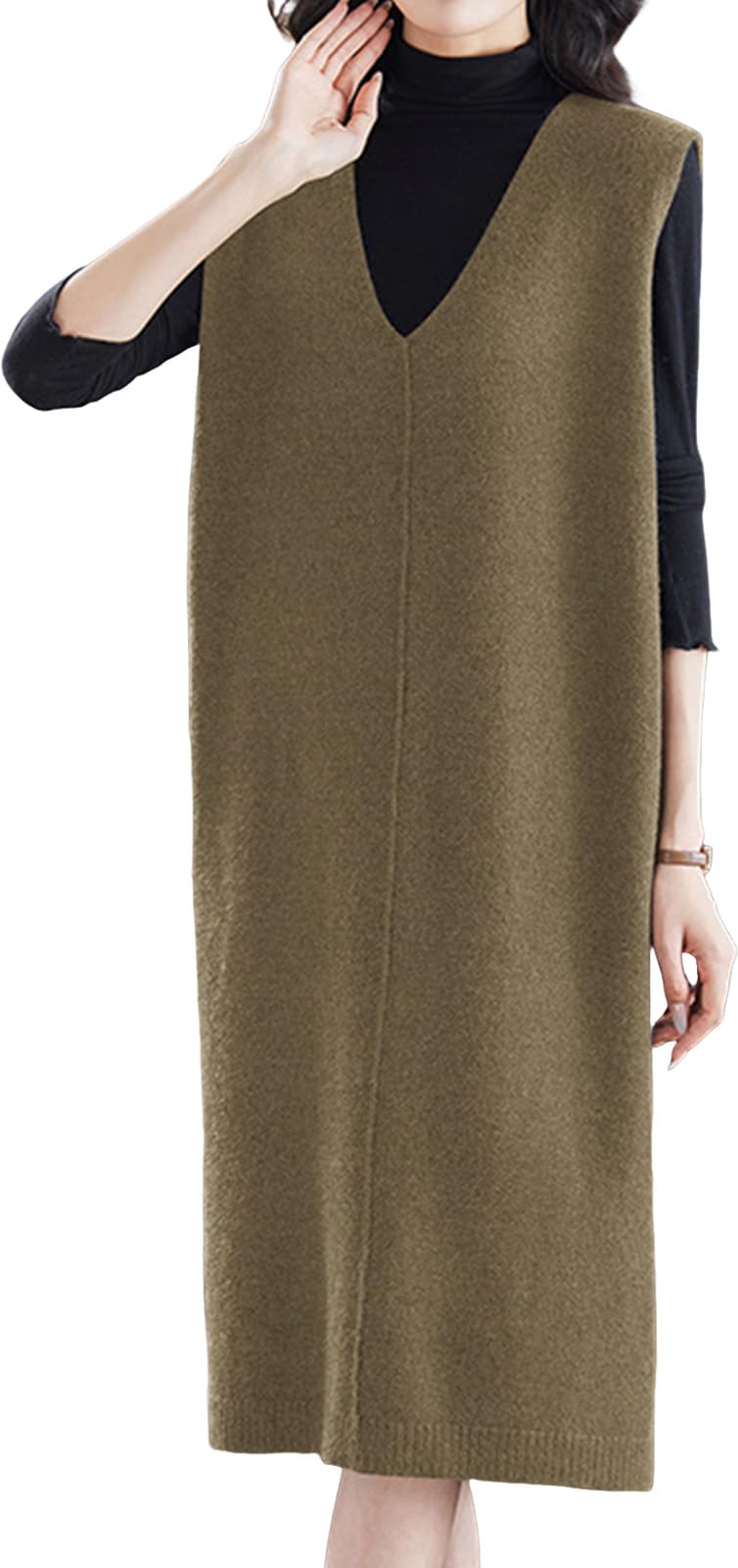 

Chunachi Jumper Midi Knit Simple and Perfect for and Stylish Relaxed Suitable for Women in Their and Skirt, Length, V-Neck, Vest, Dress, Elegant,