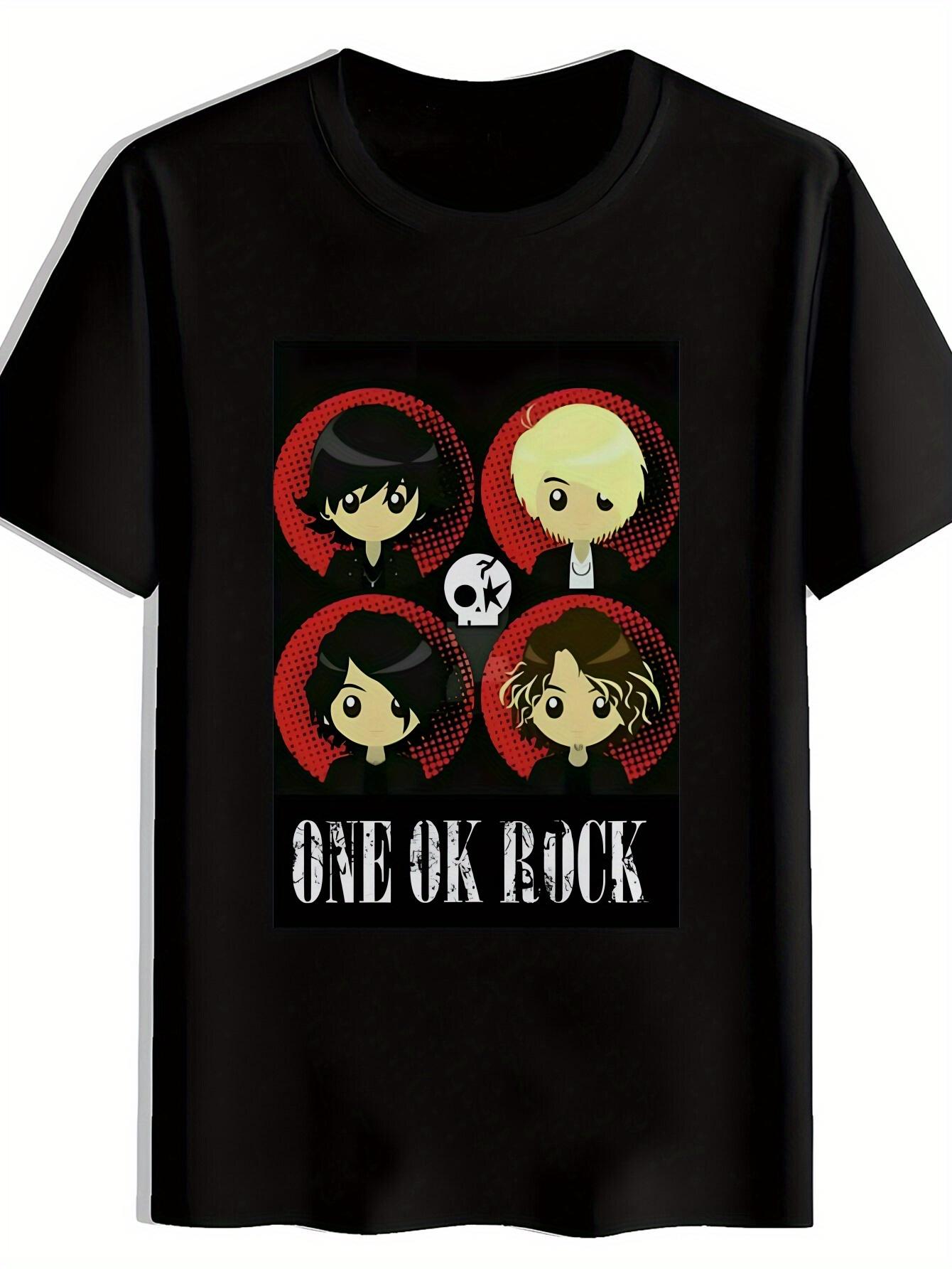 

Vintage Rock Band Graphic T-shirt - Black Short Sleeve Round Neck Casual Tee with Retro Cartoon Character Print S