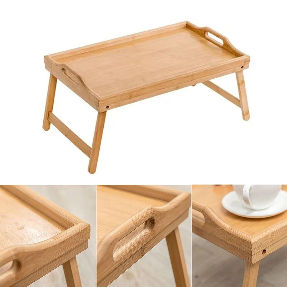Folding Table Bamboo Bed Desk New Breakfast Dessert Tray Bedroom