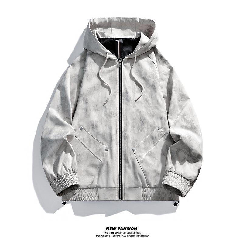 Men's Spring and Autumn New American Men's Jacket Loose Casual Versatile Waterproof Cargo Jacket Men's Plus Size