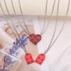 Heart-shaped Building Block Necklace: Double-layer Beaded Chain Love Pendant Choker for Women