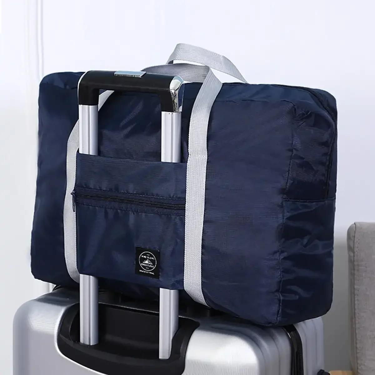 

1PC-Folding airplane bag, travel boarding storage bag, large capacity hand luggage, travel bag тёмно-синий