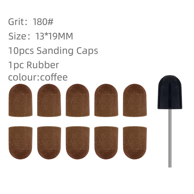 Candy Color Nail Art Sand Cap Nail Polishing Head Sand Ring Electric Nail Drill Machine Accessory Cuticle Dead Skin Removal Manicure Tool with Rubber