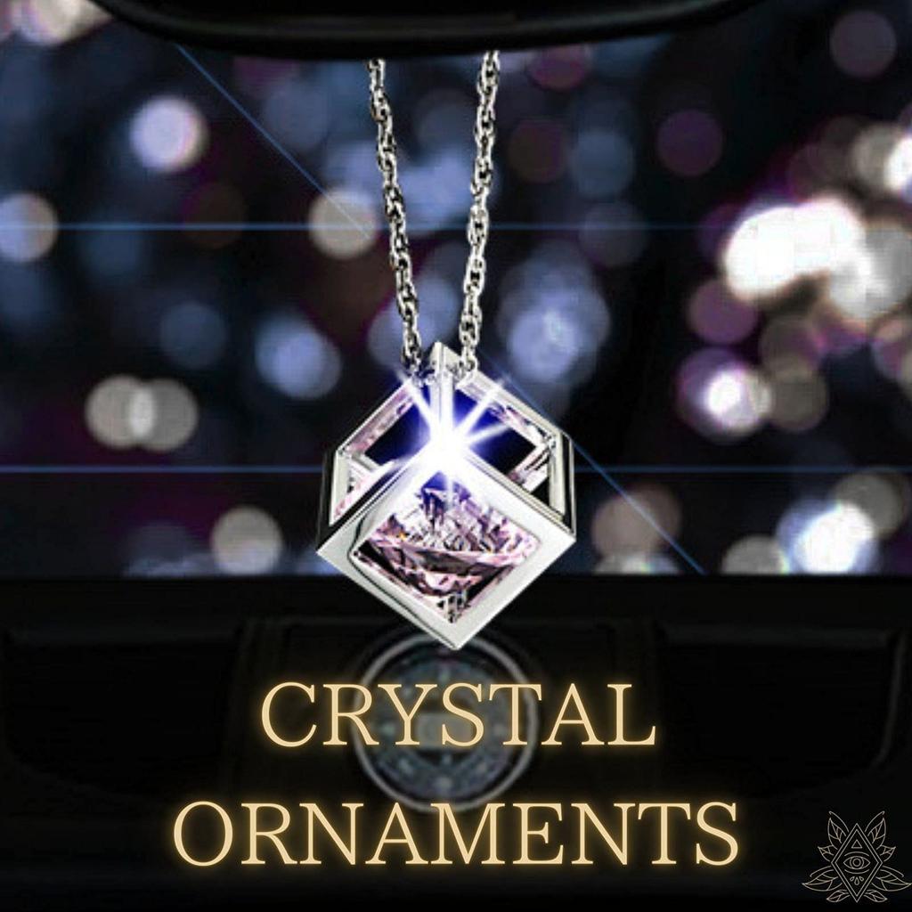 ETERNAL IRIS Car Interior Mirror Crystal Stylish Crystal Accessory [Authentic] Ornament, Decoration, (Fire Red)