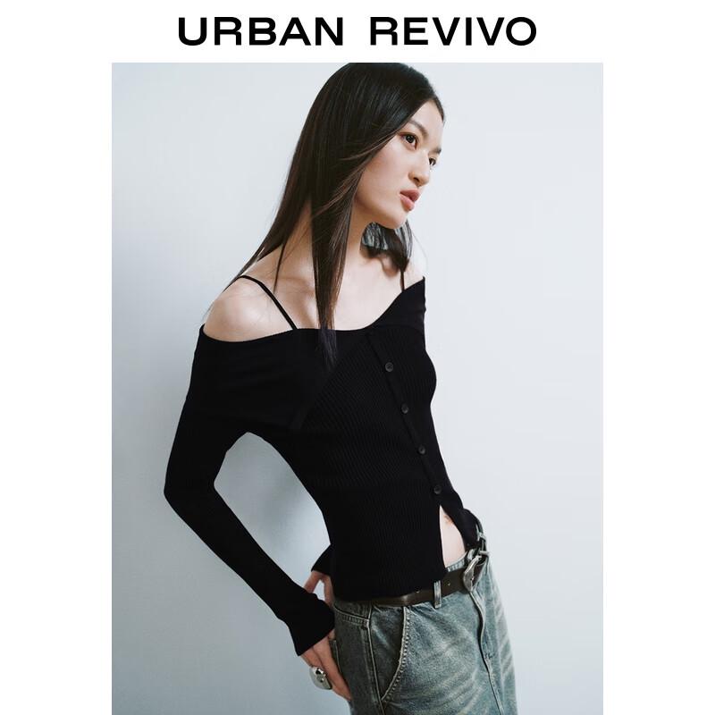 UR Women's Stylish Off-Shoulder Slim Knit Top