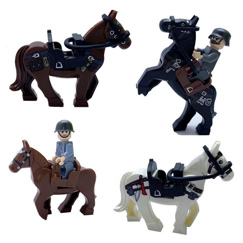 Small Particle Building Block Toy Plastic Horse Figurine Accessories Equipment War Horse Children'S Toys
