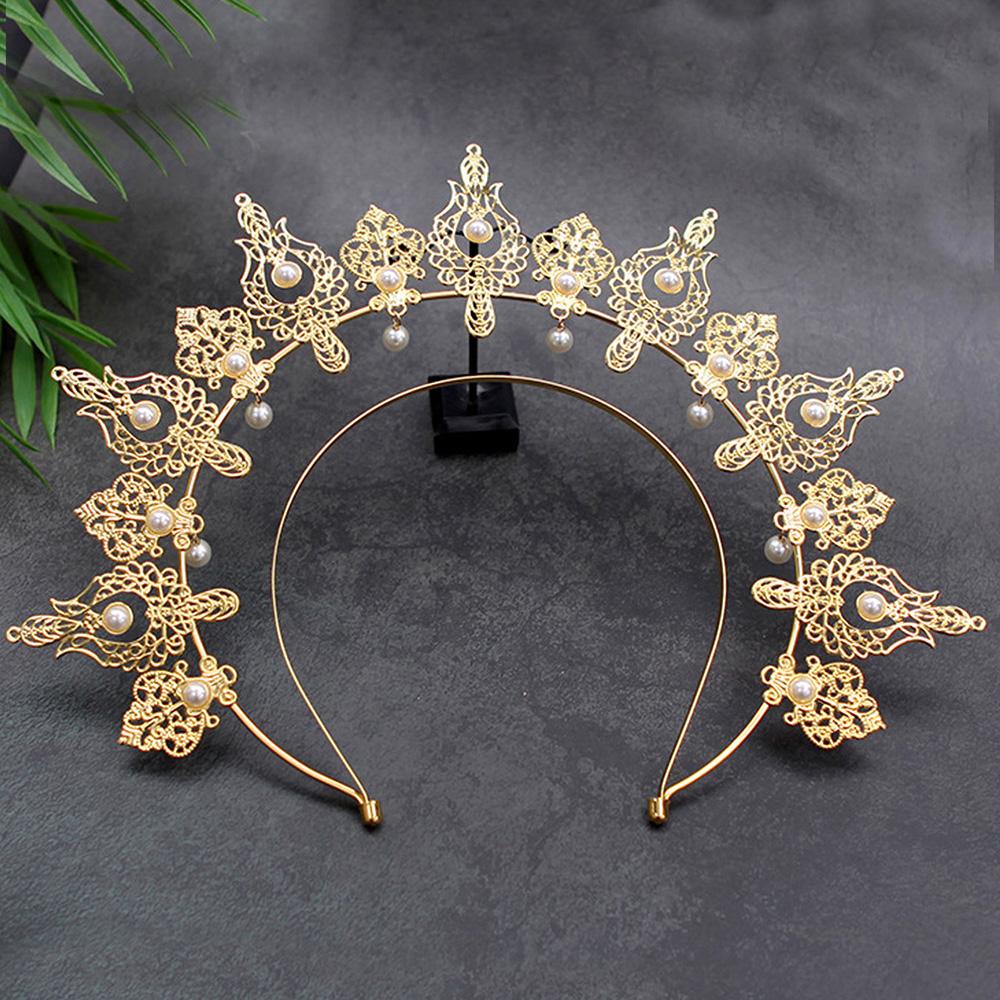 

1pc Trendy Divine Halo Crown Baroque Neutral Tiara Party Banquet Holiday Exaggerated Eye-Catching Women Hair Accessory Crown