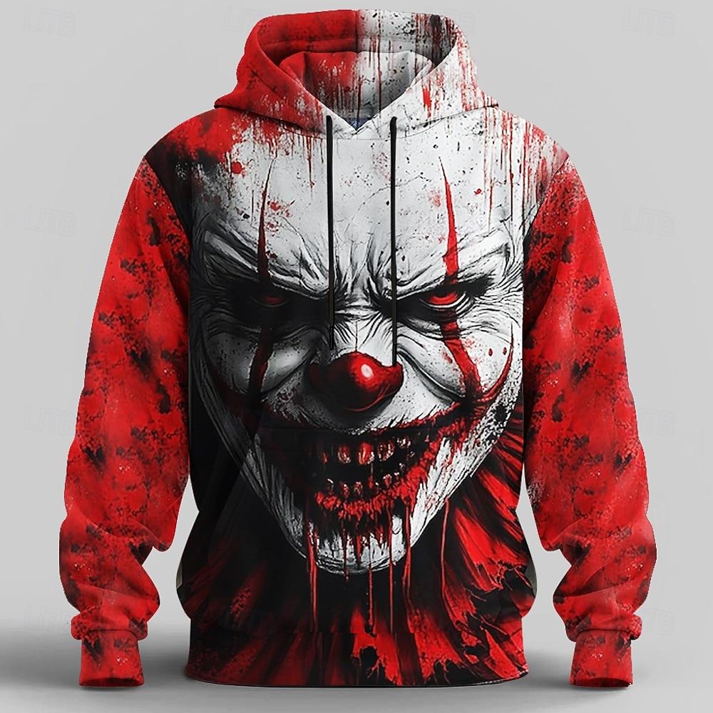 Men s Joker Hoodie Sweatshirt Punk Exaggerated Casual Long Sleeve Crew Neck Drawstring Fall Winter Designer S