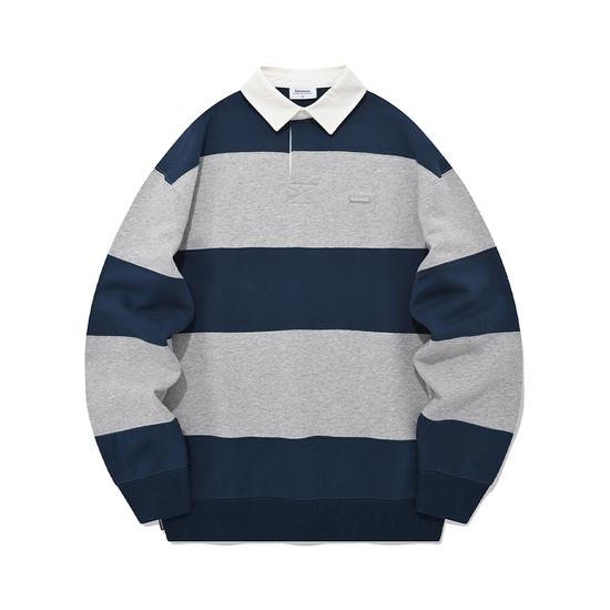 Stripe Rugby Men s Sweatshirt Blue S