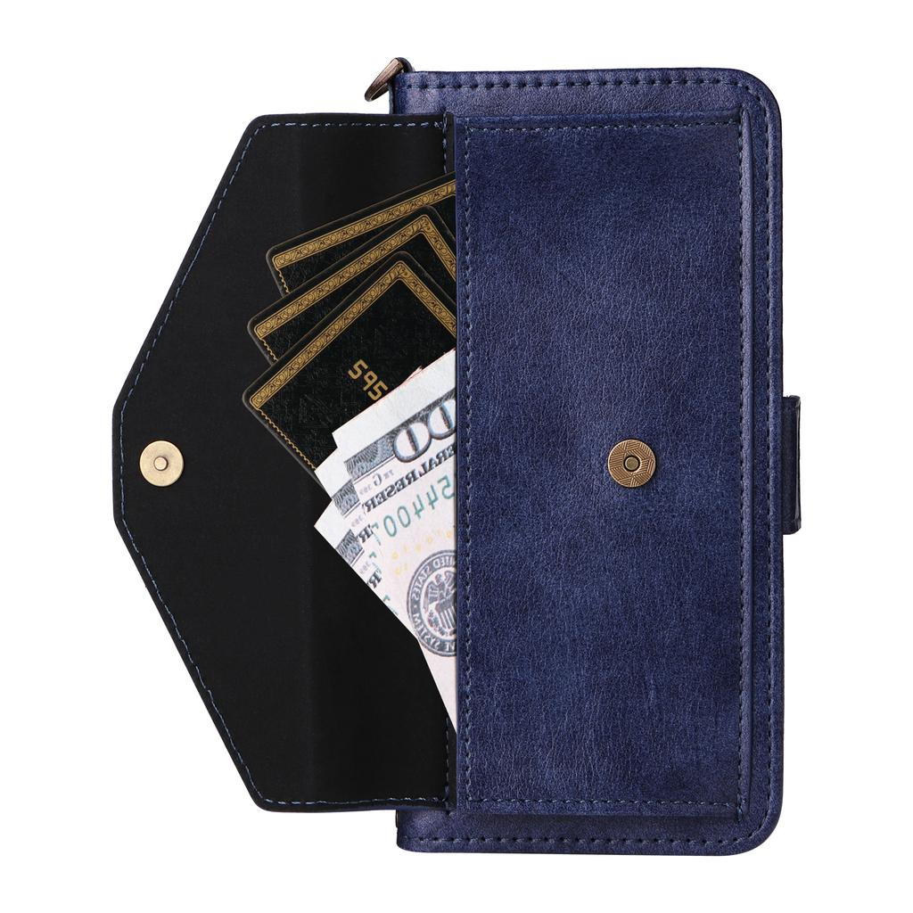 For Oukitel C65 Pro/C65 Leather Case Magnetic Closure Wallet Stand Phone Cover with Crossbody Strap