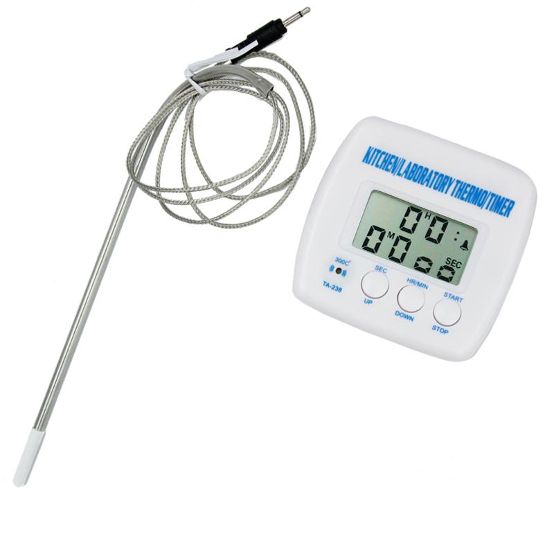 

TA238 Food BBQ Thermometer Electronic Thermometer Kitchen Laboratory Temperature Meter Household Cooking Alarm Timer with Probe белый