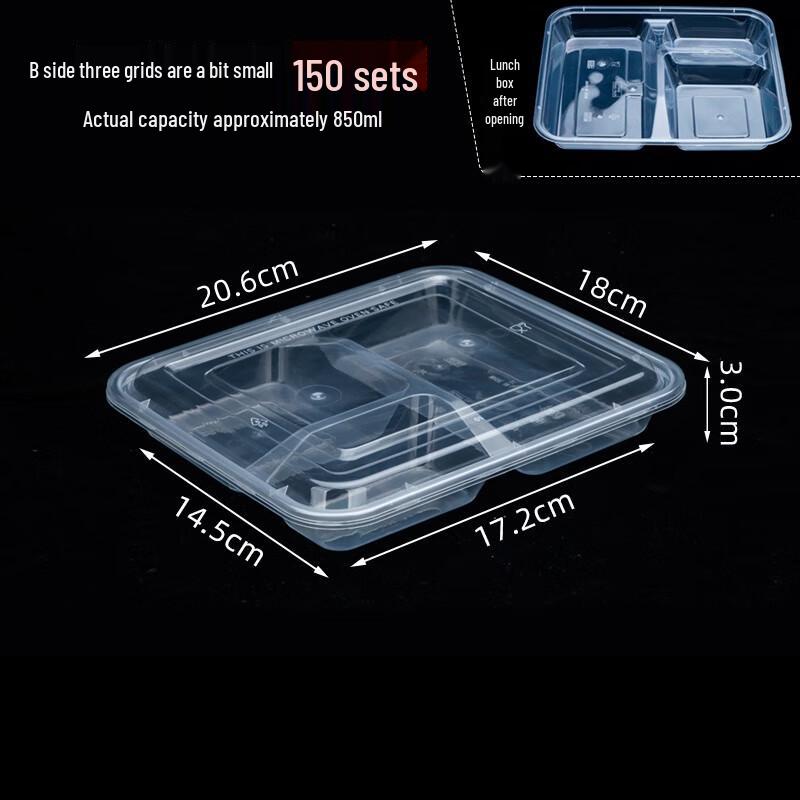 

MOLUONA Disposable 850ml 3-Compartment Meal Prep Containers