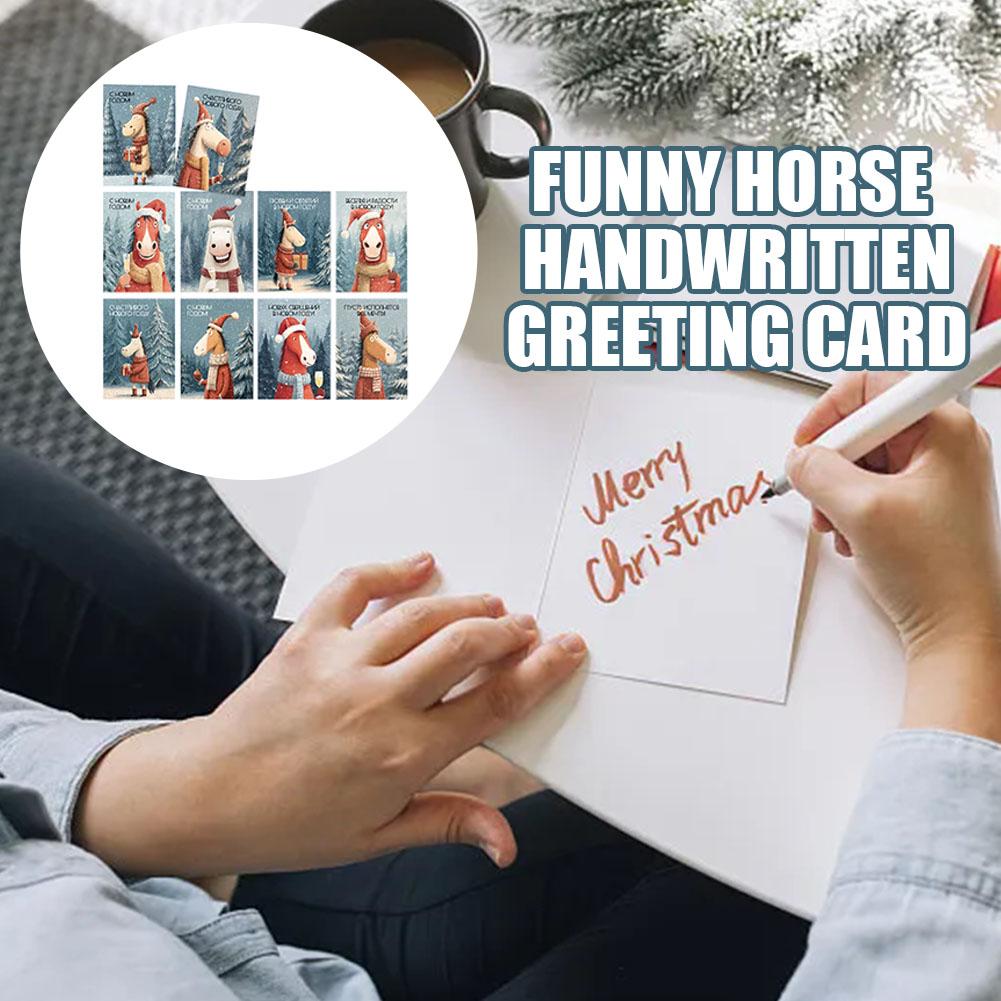 12 Pack Funny Horse Birthday Cards With Envelopes Quirky Handwritten Greeting Cards Bulk, Humorous Animal Blank Note Cards