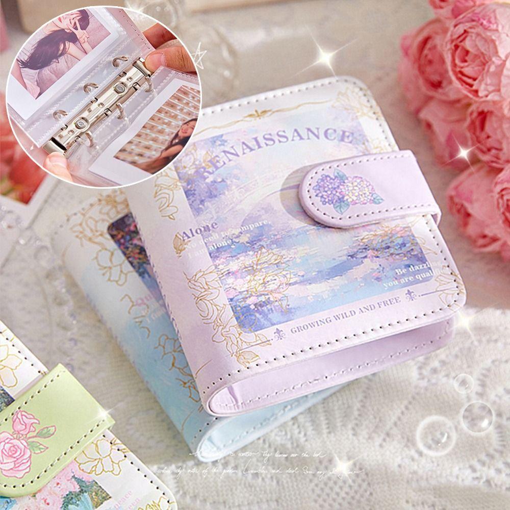 Vintage Mini 3-Ring Photo Album Holds Retro Picture Album Loose Leaf Binders Cover  School
