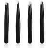 Black Stainless Steel Flat Bevel Eyebrow Tweezers for Precision Hair Removal