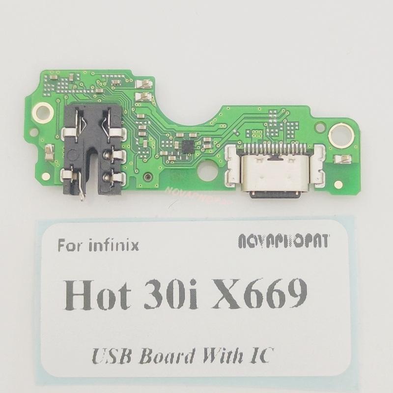 For Infinix Hot 30i X669 X669C USB Dock Charger Port Plug Headphone Audio Jack Microphone Charging Flex Cable Board With IC