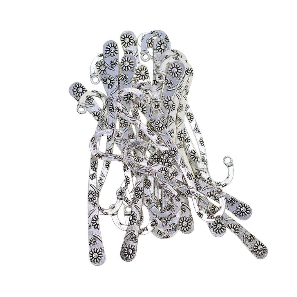 20Pcs Tibetan Silver Blank Beading Bookmarks Daisy Flowers Loop DIY Making
