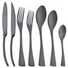 7Pcs Gold Dinnerware Set High Quality Stainless Steel Cutlery Set Knife Fork Tea Spoon Tableware Set Home Kitchen Dinner Silverware Set