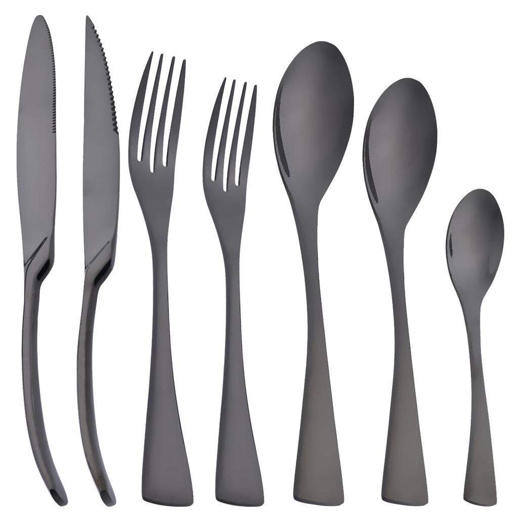 7Pcs Gold Dinnerware Set High Quality Stainless Steel Cutlery Set Knife Fork Tea Spoon Tableware Set Home Kitchen Dinner Silverware Set