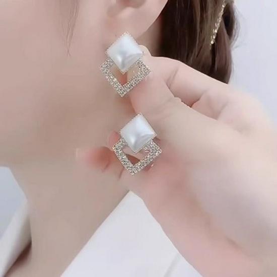 2024 Trendige S925 Silber Rhombus Perlen Ohrstecker - High-End Luxus Damen Schmuck