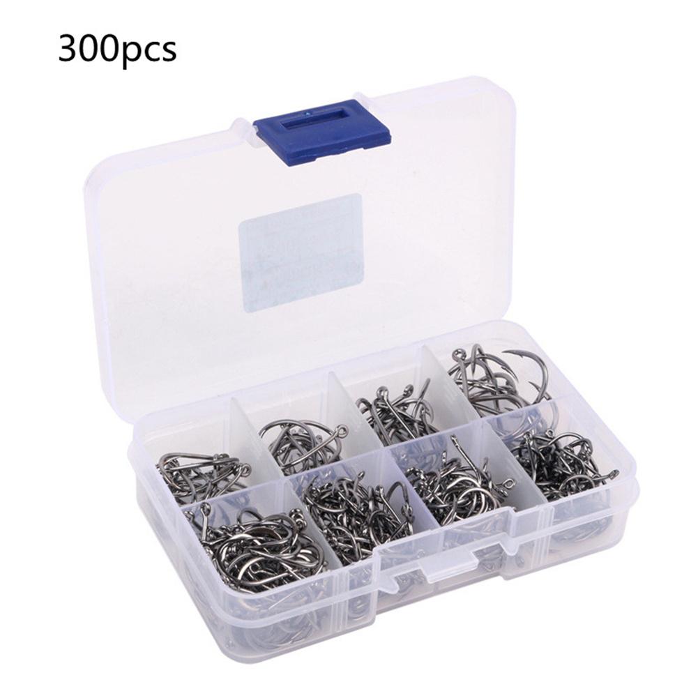 300Pcs/Box ISEAMA Fish Hooks3-16# High Carbon Steel with Circle Hook Mixed