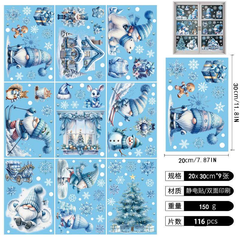 New Christmas Window Stickers White Christmas Snowman Christmas Tree Static Stickers Windows Christmas Decoration Stickers