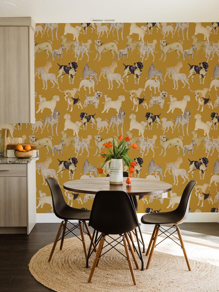 Pink Dogs Vinyl Peel And Stick Wallpaper Waterproof Self Adhesive Wall Cabinet Sticker Chic Animal Cute Kid Room Wall Decoration