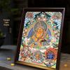Thangka dipinto a mano di Jambhala Giallo & Mahakala Tara Verde Ornamento da Appendere alla Parete