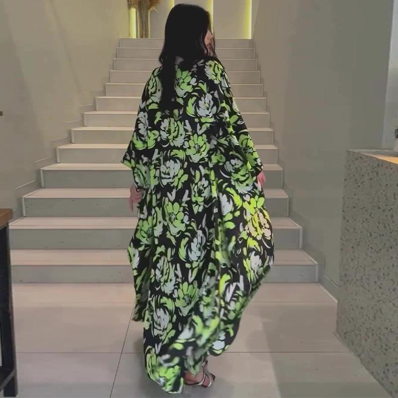 2024 Autumn Women's Bohemian Style Fashion Print Loose Casual Long Dress