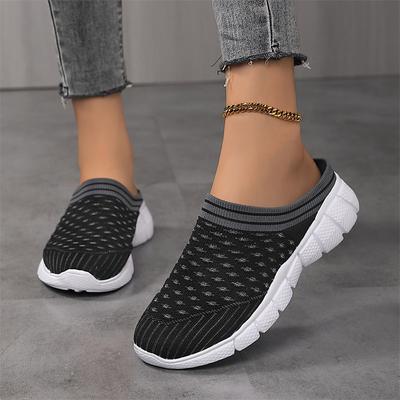2024 New Summer Women's Net Surface Casual Sports Women's Shoes Light Breathable Half Slippers Large Size Walking Shoes