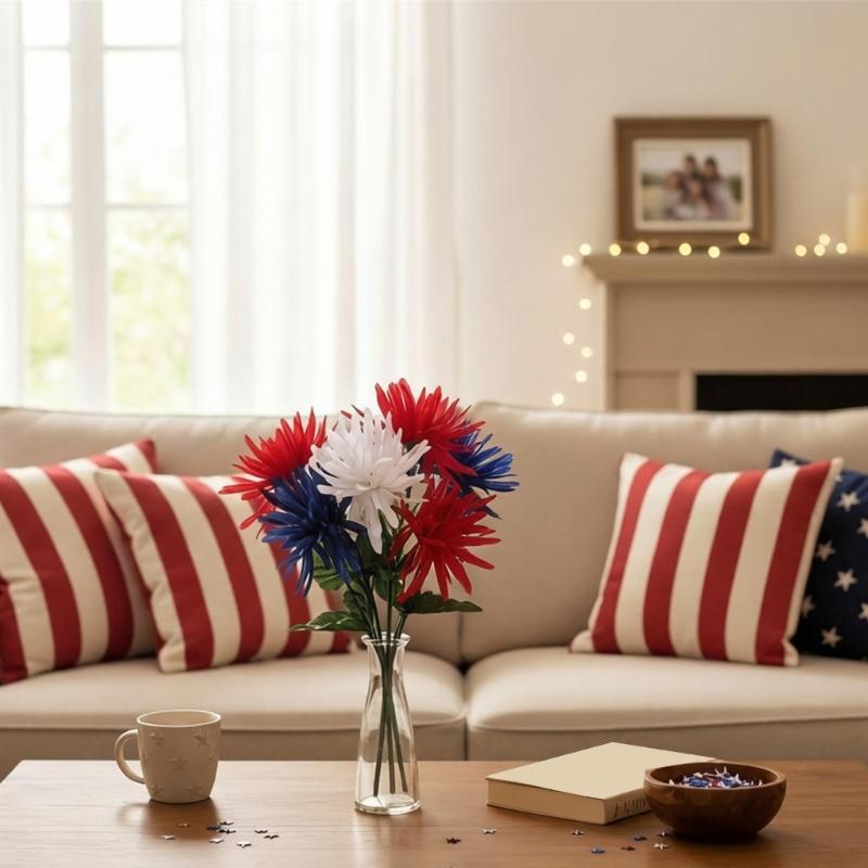 Independence Day Flower Arrangement Realistic Artificial Plastic Flower For July 4th Holiday Party Table Centerpiecess