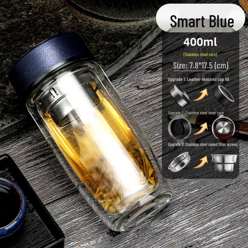 Minghui Double-Layer High Borosilicate Glass Portable Cup 400ml