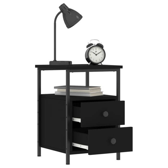 VidaXL Bedside Table Black 34x35.5x50 Cm Engineered Wood 826013