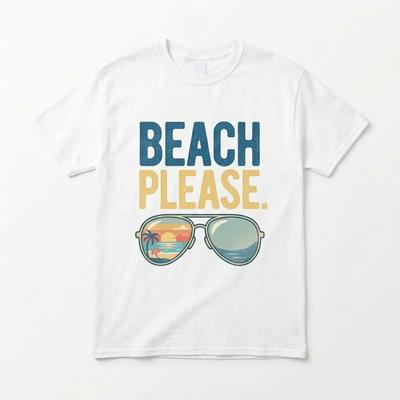 Retro Beach Please T-Shirt Vintage Summer Sunglasses Graphic Tee for Men Women