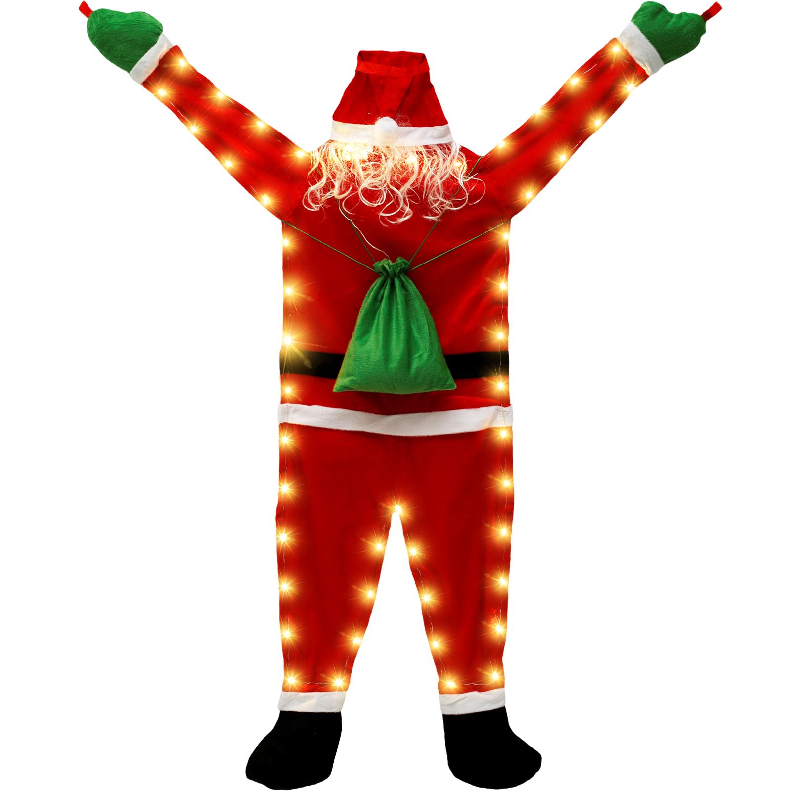 

5.5 FT Large Christmas Glowing Climbing Santa Claus with LED Light Outdoor Home Decoration Party Yard Hanging Santa Xmas Decor