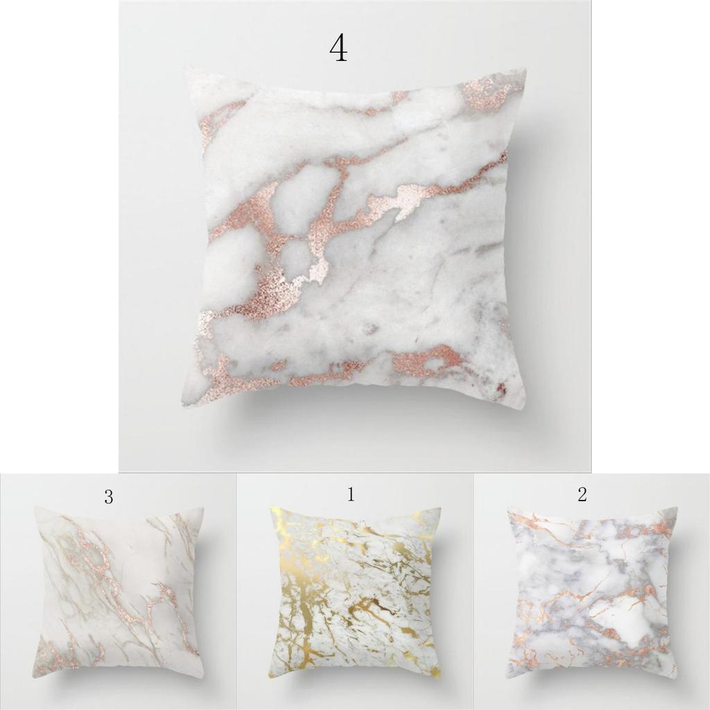 Elegant Marble Pattern Square Cushion Cover Made From Soft Peach Skin Fabric 18 Inches