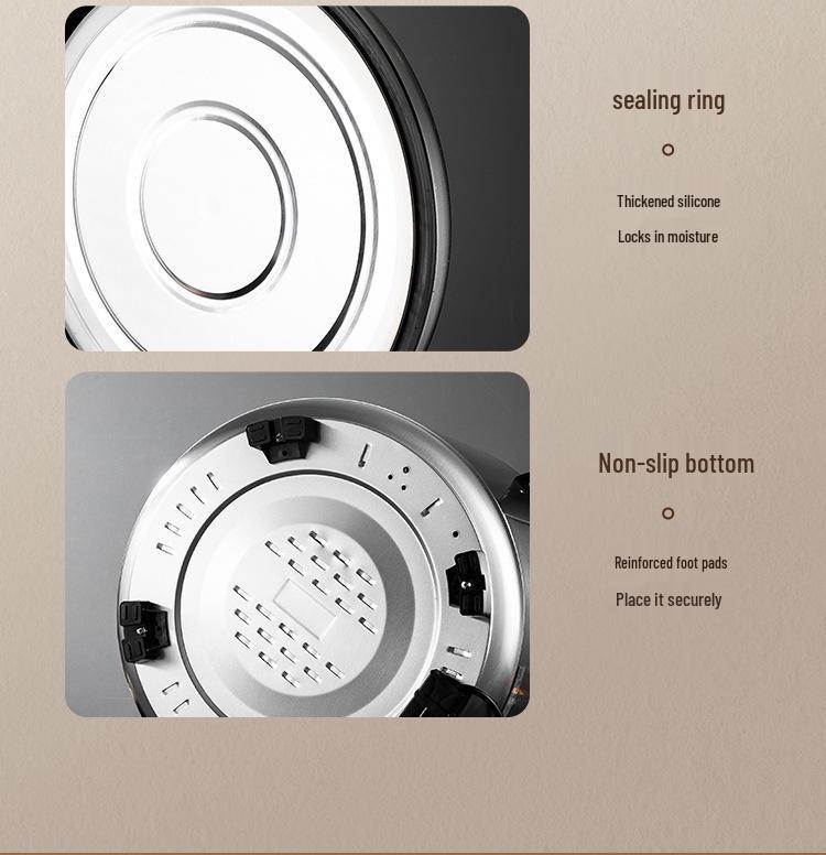 23L Wood Grain Electric Stainless Steel Rice Warmer - Insulated, Constant Temperature.