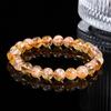 Golden Rutilated Quartz Bracelet Natural Crystal Beads Stretch Bracelet for Women Healing Energy Jewelry