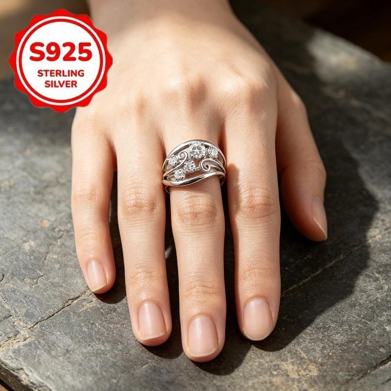 An elegant ring for women925Pure silver inlaid with brilliant stones3A Premium zirconia jewelry is a meaningful gift choice for birthday occasions