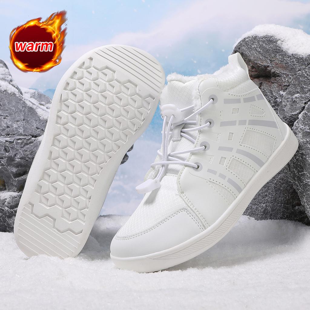 Kinder Schneestiefel mit breiter Zehenpartie, Plüsch-Baumwollschuhe, Jungen Mädchen High-Top Stiefel, Winter Outdoor Wanderschuhe, Warme Freizeitschuhe