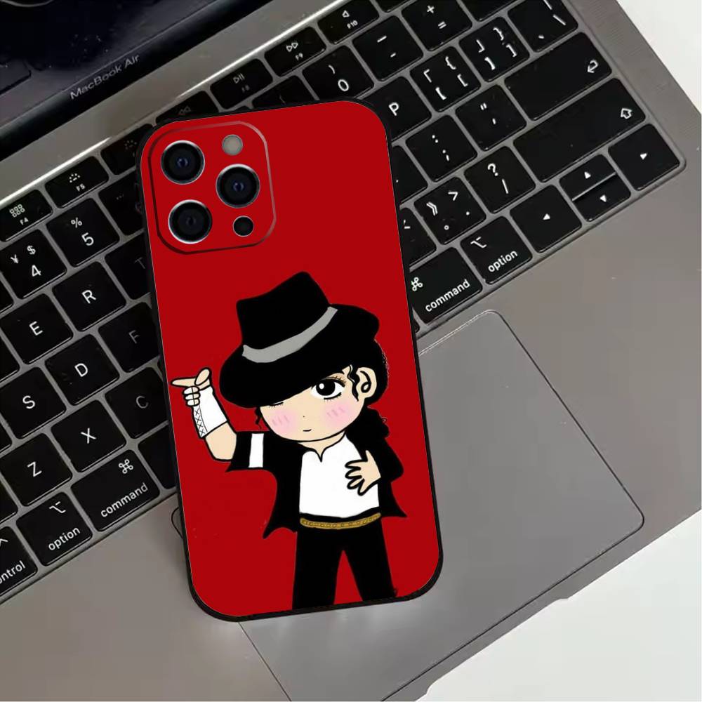 Cute Cartoon M-Michael J-Jackson  Phone Case For iPhone 17,16,15,14,13,12,11 Plus,Pro Max,XS,Soft Silicone Black Cover