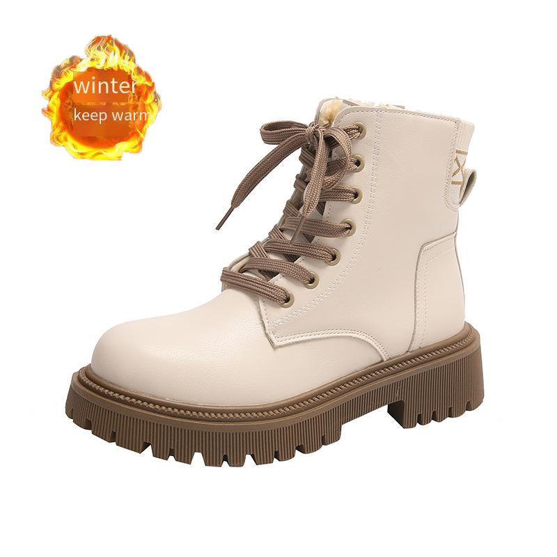 Women’s Winter Boots Casual Short Boots Girl Booties Black Warm Ankle Boots with Fur Plus Size